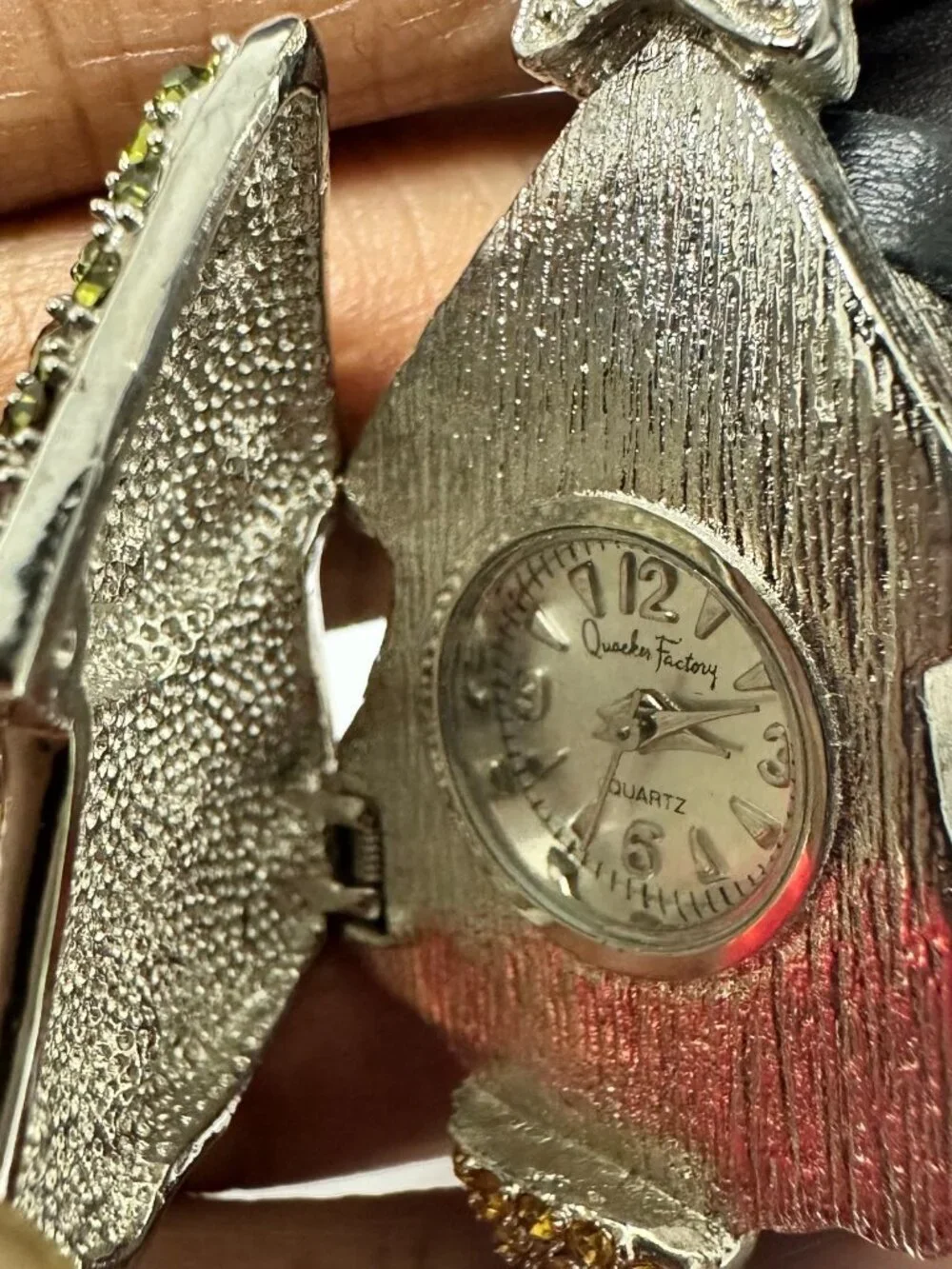 Quacker Factory Watch Women Rhinestone Christmas Tree Hidden Dial Working
